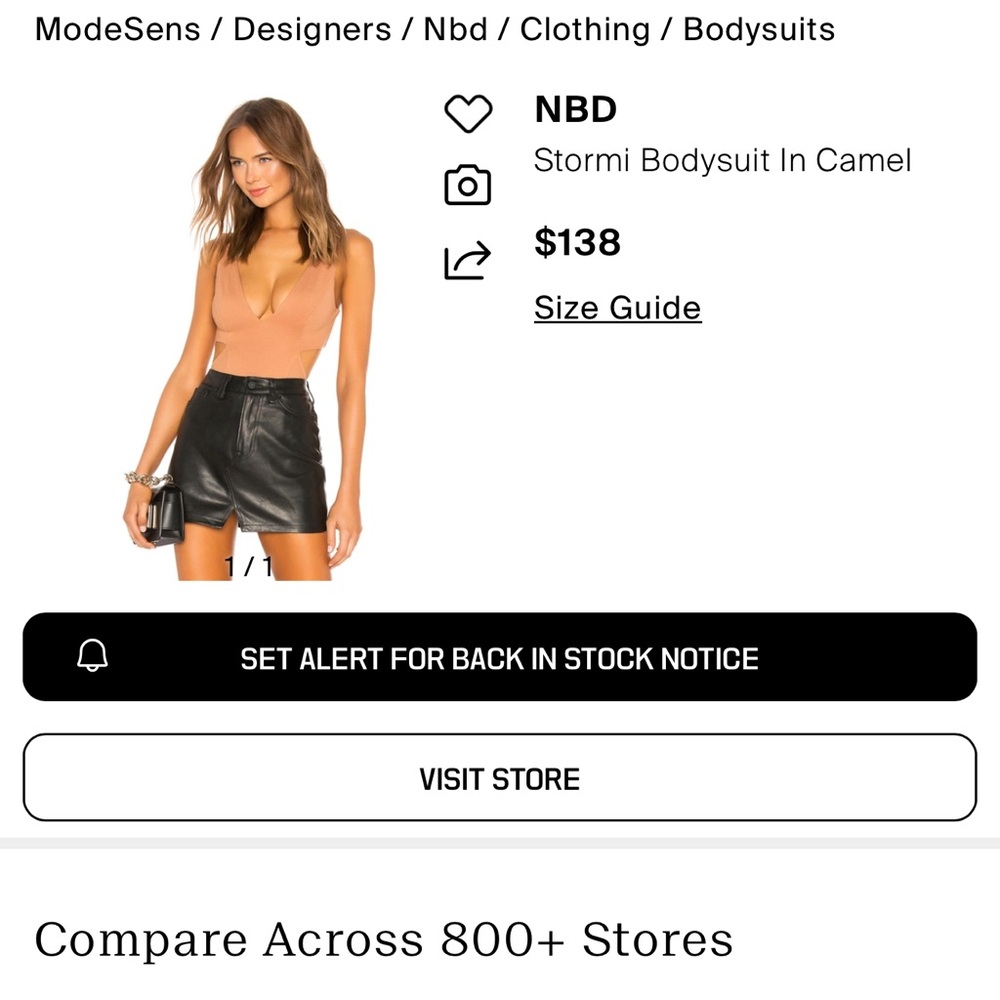 NBD stormi in camel medium revolve Sleeveless Bodysuit - Picture 9 of 9